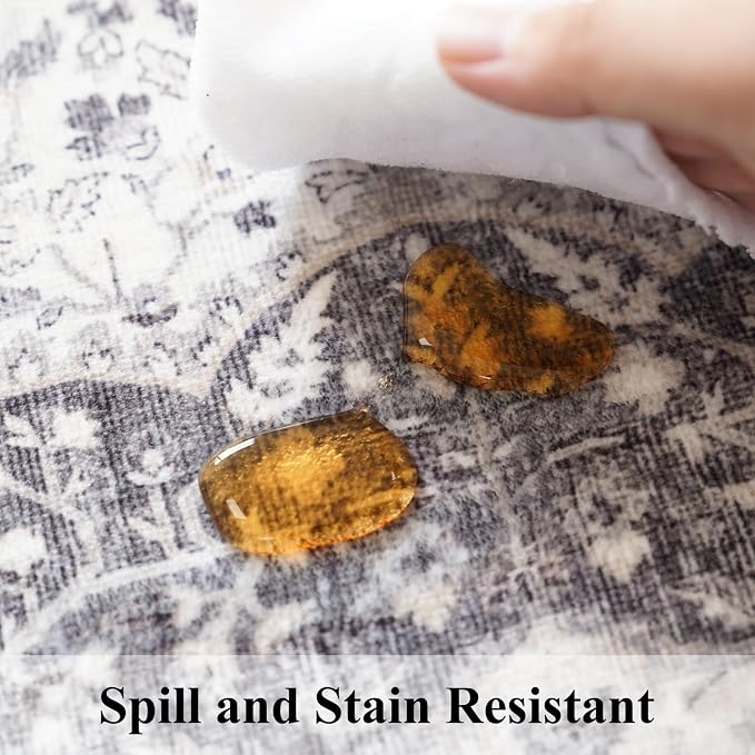 Hallway 4x8 Washable Runner Rug: Oriental Stain Resistant Entryway Kitchen Rug - Image 7