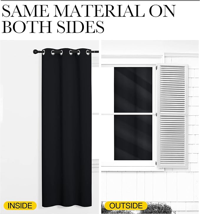 NICETOWN Black Out Curtains for Bedroom Living Room 80 Inches Long, 2 Panels - Image 6