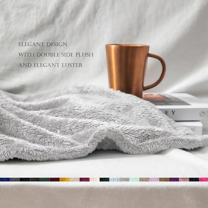 Exclusivo Mezcla Plush Fuzzy Fleece Bed Blanket Twin Size, Super Soft, Fluffy - Image 5
