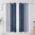 Estelar Textiler Grayish White and Navy Blue Blackout Curtains - Image 2