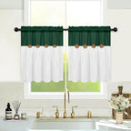 FRAMICS Boho Kitchen Curtains 24 Inch Length, Farmhouse Cotton Linen Tier by FRAMICS