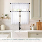 White Small Sheer Curtains 2 Panels Set, Kitchen Curtains 24 Inch Length - Image 2