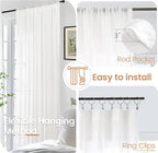 BGment White Linen Cafe Curtains 36 Inch Length, Small Drapes Semi Sheer - Image 5