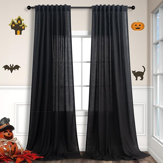 Pitalk 102 Inch Long Curtains Black by Pitalk