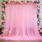 10ft x 15ft Pink Tulle Backdrop Curtain - Image 5