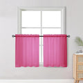 OWENIE Short Hot Pink Sheer Curtains 30 Inch Length 2 Panels Set, Kitchen by OWENIE