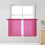 OWENIE Short Hot Pink Sheer Curtains 30 Inch Length 2 Panels Set, Kitchen by OWENIE