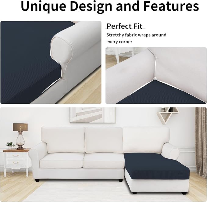 Easy-Going Stretch Sectional Couch Covers 1 Piece Chaise Lounge Slipcover L - Image 3