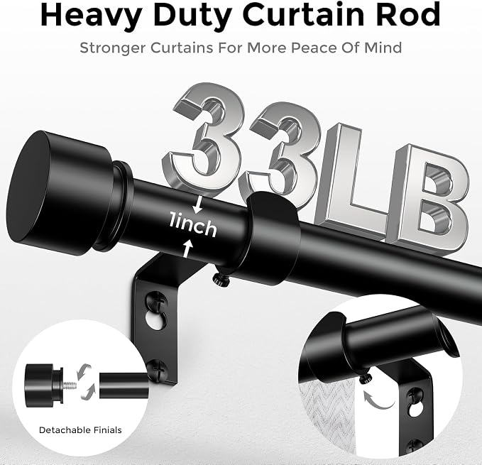 2 Pack Curtain Rods for Windows 48 to 84 Inch, Decorative Adjustable Heavy Duty - Image 3