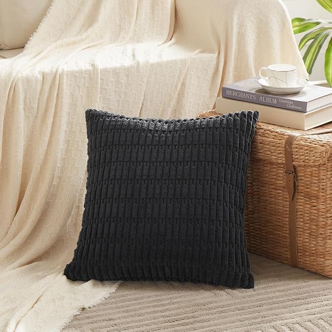 Fancy Homi 4 Packs Boho Black Decorative Throw Pillow Covers 16x16 Inch - Image 2