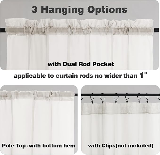 Chyhomenyc Sheer Window Valance Curtains, Light Filtering Valances Windows - Image 3