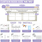 TVWOO Silver Wrap Around Curtain Rods:5/8 In Blackout Adjustable Window Curtain - Image 7