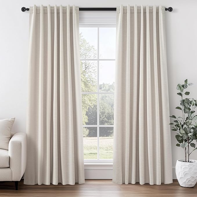 Topfinel Blackout Curtains 102 Inch Long 2 Panels, Linen Textured Room by Topfinel