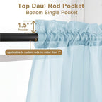 Chyhomenyc Sky Blue Sheer Curtains 30 inch Length 2 Panels, Light Filtering - Image 3