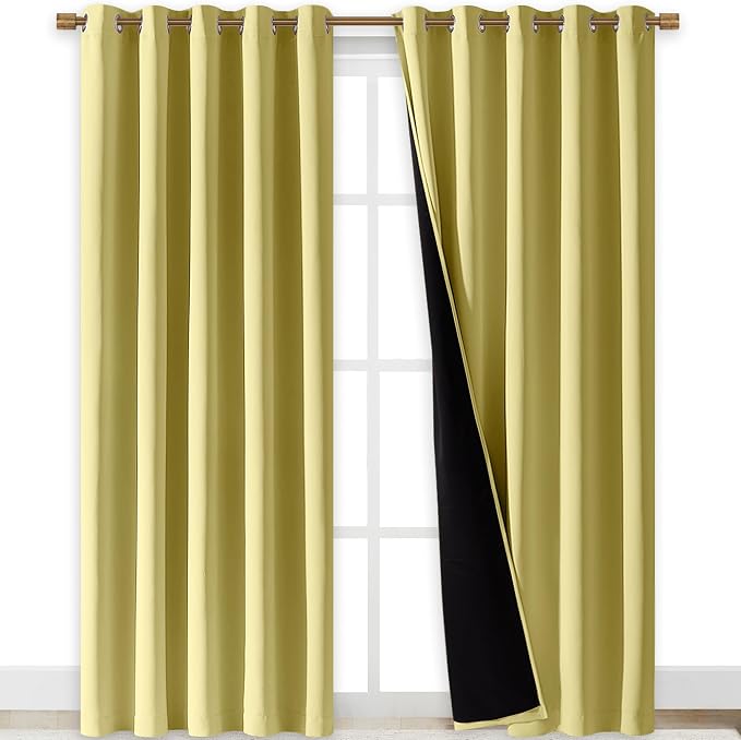 NICETOWN Paler Yellow Full Shade Curtain Panels, Pair of Energy Smart & Noise by NICETOWN