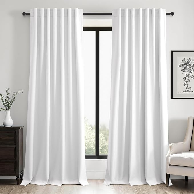 102 inch blackout curtains for Sliding door 2 Panels 100% Blackout Linen by Topfinel
