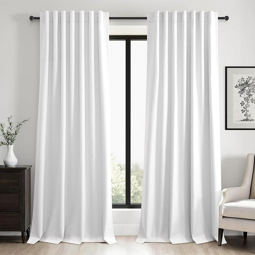 102 inch blackout curtains for Sliding door 2 Panels 100% Blackout Linen by Topfinel