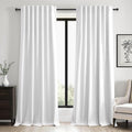 96 inch long Linen blackout curtains 2 Panels 100% Black out Linen texture by Topfinel