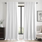 96 inch long Linen blackout curtains 2 Panels 100% Black out Linen texture by Topfinel
