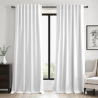 Topfinel 95 inch Living Room Curtains 2 Panels 100% Blackout Linen Texture by Topfinel