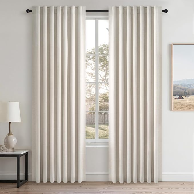 Topfinel 86 Inches Long Linen Blackout Curtains 2 Panels Set - Image 4