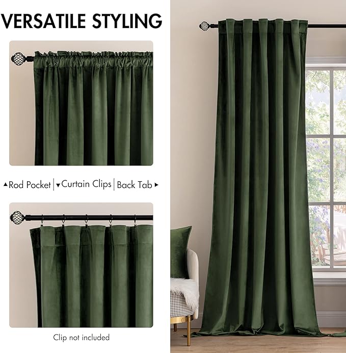 MIULEE Velvet Curtains 66 Inch Wide - Image 2
