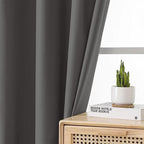 Joydeco Dark Grey Blackout Curtains 63 Inch Length - Image 2
