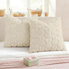 decorUhome Easter Bunny Pillow Covers 16x16 Inch Set of 2, Soft Plush Faux Wool - Image 4