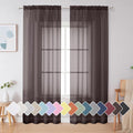 Simplebrand Chocolate Sheer Curtains 84 Inches Long, Light Filtering Rod Pocket by Simplebrand