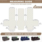 TAOCOCO 100% Waterproof Recliner Sofa Covers 3 Seater Split Couch Covers - Image 2