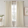 Cream Extra Long 132 Inch 100% Blackout Curtains by Topfinel