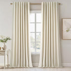 Cream Extra Long 120 Inch Blackout Curtains by Topfinel