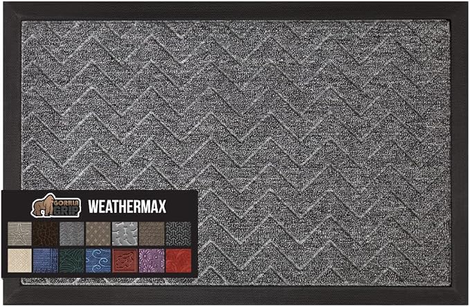 GORILLA GRIP 100% Waterproof All-Season WeatherMAX Doormat, Durable Natural by GorillaGrip