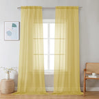 Chyhomenyc Sheer Mustard Yellow Curtains 90 inches Long 2 Panels, Light by Chyhomenyc