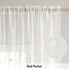 MIULEE Ivory Sheer Curtains 2 Panels Embroidered Leaf Patterned Rod Pocket - Image 6