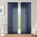 OWENIE Sheer Curtains 84 Inches Long 2 Panels Set, Sheer Navy Blue Curtains by OWENIE