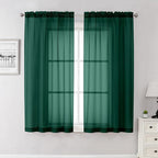 Lecloud Hunter Green Sheer Curtains 63 Inch Length 2 Panels Set, Voile Solid by Lecloud