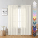 Lecloud Ivory Sheer Curtain Panels 72 Inch Length, Light Filtering Window by Lecloud