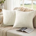 decorUhome Summer Cream White Chenille Throw Pillow Covers 16x16 Set of 2 - Image 9