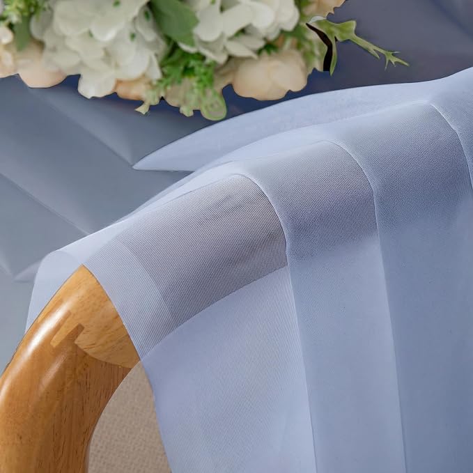 Lecloud Denim Blue Sheer Curtains 63 Inch Length 2 Panels, Light Filtering - Image 8