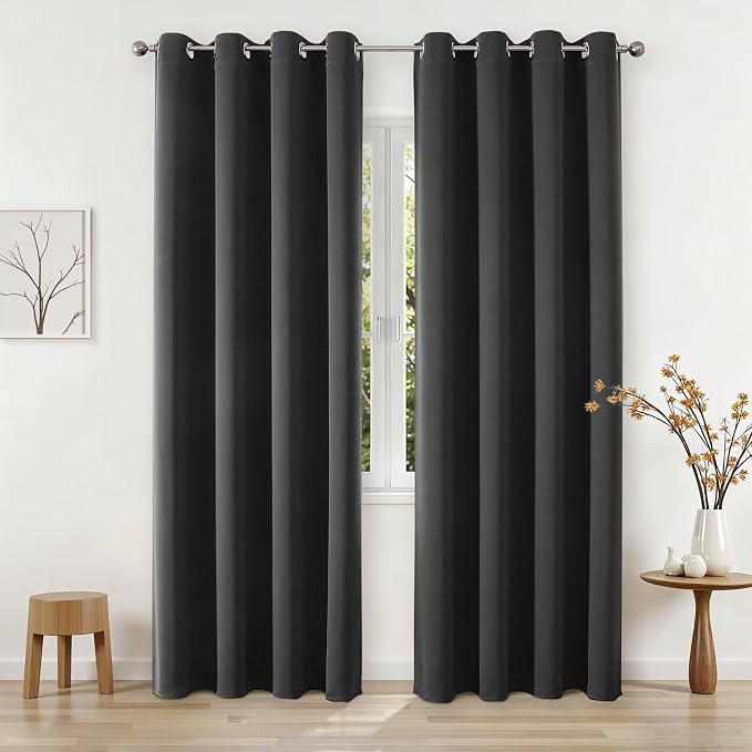 Joydeco Blackout Curtains 95 Inch Length 2 Panels Set, Thermal Insulated Grey by JOYDECO