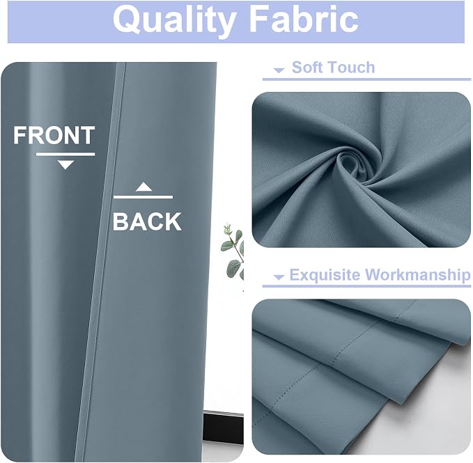 Simplebrand Ava Stone Blue Short 30 Inches Blackout Curtain 2 Panels Set - Image 4
