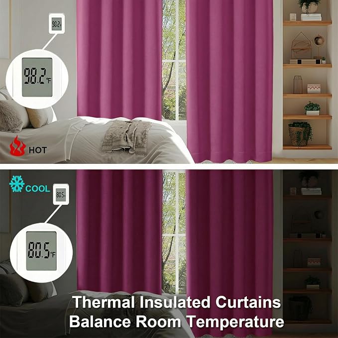 Simplebrand Ava Hot Pink Short 36 Inches Blackout Curtain 2 Panels Set - Image 6