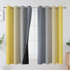 Ombre Gray and Yellow Blackout Curtains 63 Inch Length 2 panels, Full Room by ESTELARTEXTILER