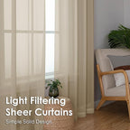 OVZME Taupe Sheer Curtains 72 Inches Long 2 Panels - Image 6
