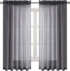 DWCN Dark Gray Sheer Curtains Semi Transparent Voile Rod Pocket Curtains - Image 9