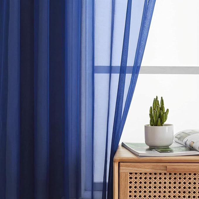 Sheer Curtains 63 Inch Length 2 Panels Set - Image 6
