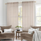 MIULEE Natural White Linen Curtains 48 Inch Length 2 Panels - Image 2