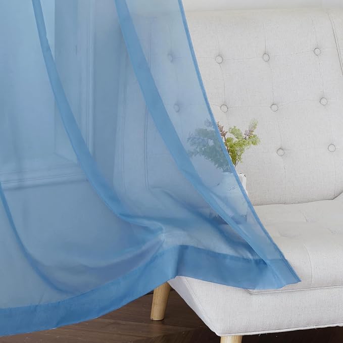 NICETOWN Stone Blue Sheer Curtains 108 inches Long, Grommet Top Elegant Voile - Image 7