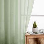 Extra Long Sheer Light Green Curtains - Image 5